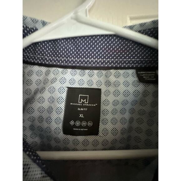 Michael Strahan Performance Dotted 4-Way Stretch Short Sleeve Button Up Shirt XL - Picture 2 of 4